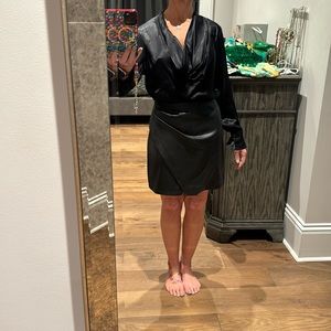 Anthropologie satin and leather dress size 8